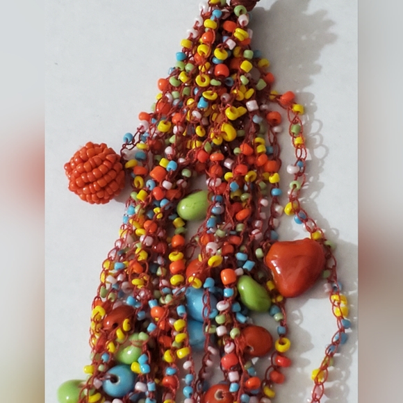 Set earrings necklace seed beads czech hearts Artisan handmade vintage estate - Picture 15 of 16